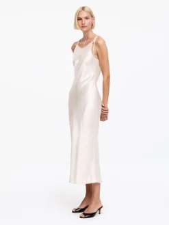 Slipkleid aus Satin mit Crinkle-Effekt
