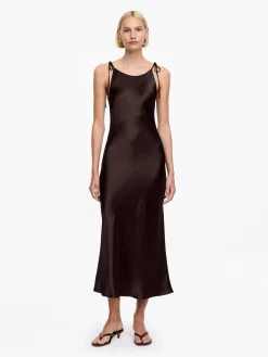 Slipkleid aus Satin mit Crinkle-Effekt