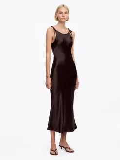 Slipkleid aus Satin mit Crinkle-Effekt