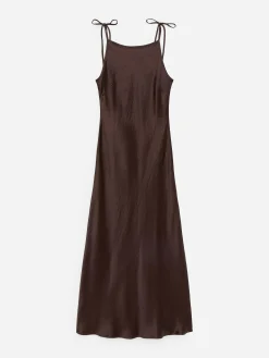 Slipkleid aus Satin mit Crinkle-Effekt