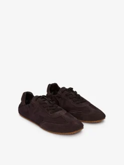 Sneaker aus Spaltvelours und Nylon