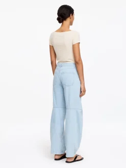 Stretch-T-Shirt mit U-Boot-Ausschnitt