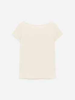 Stretch-T-Shirt mit U-Boot-Ausschnitt