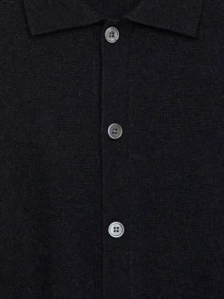 Strickjacke aus Lammwolle mit Polokragen