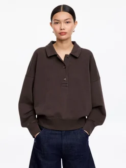 Sweatshirt aus French Terry mit Polokragen