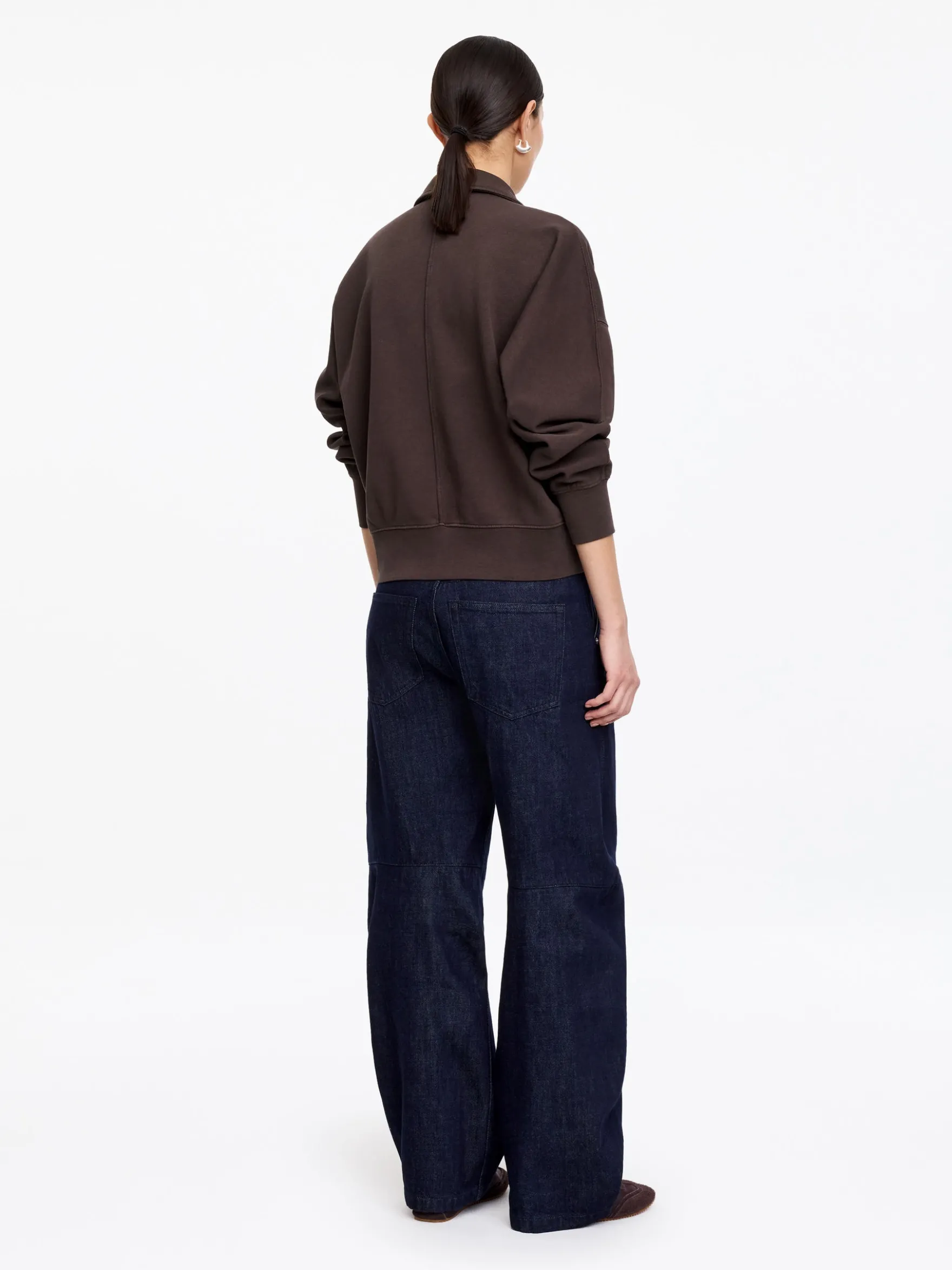 Sweatshirt aus French Terry mit Polokragen