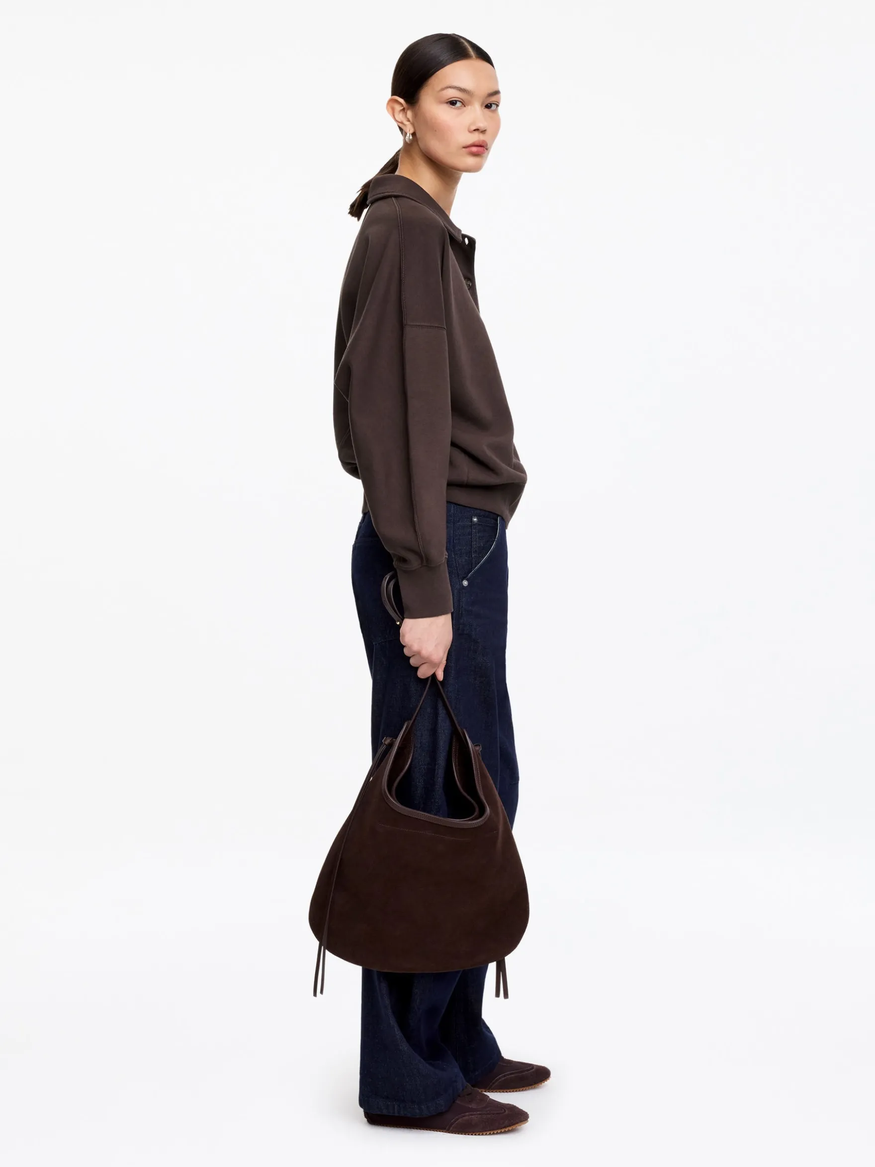 Sweatshirt aus French Terry mit Polokragen