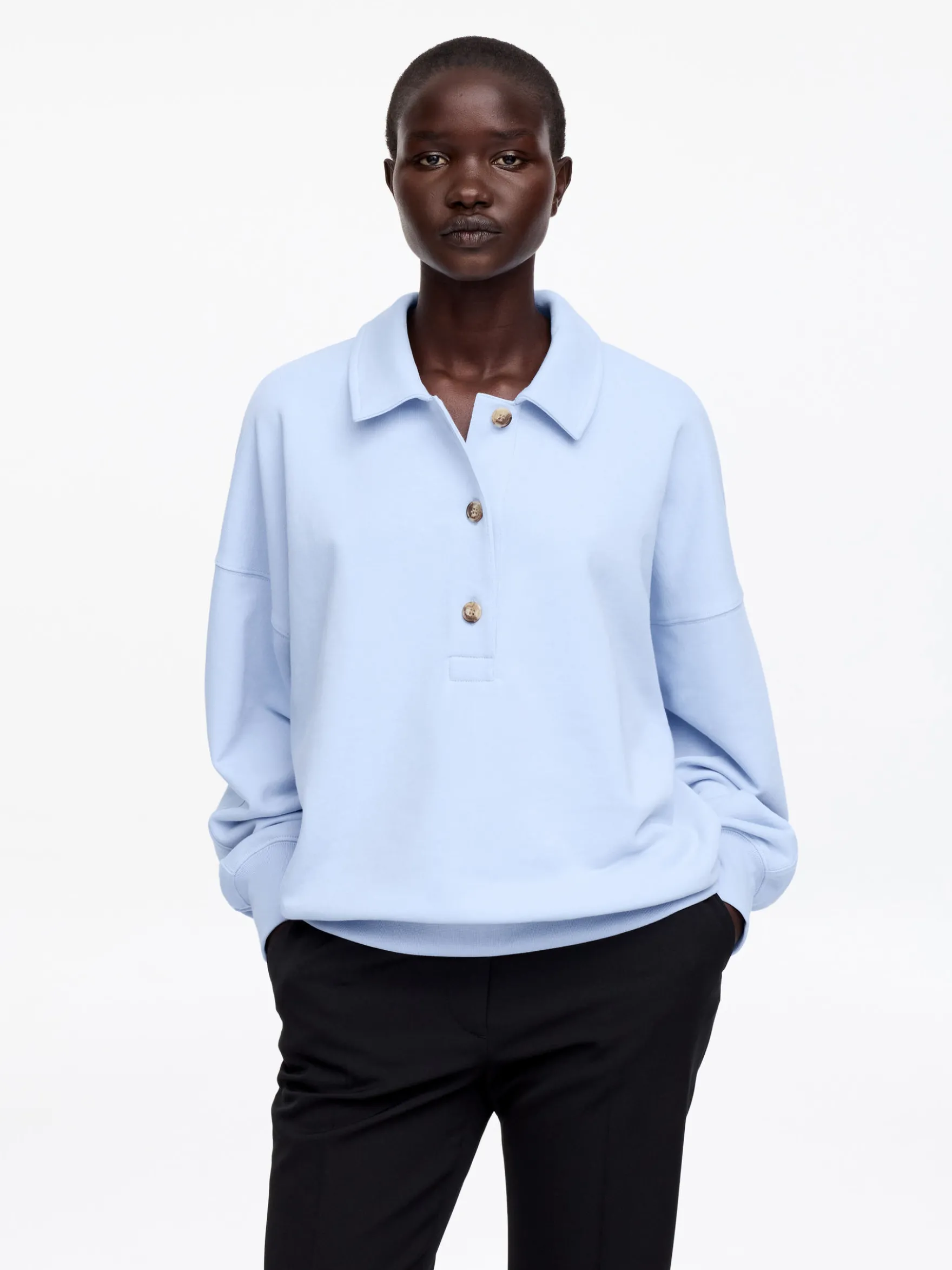 Sweatshirt aus French Terry mit Polokragen