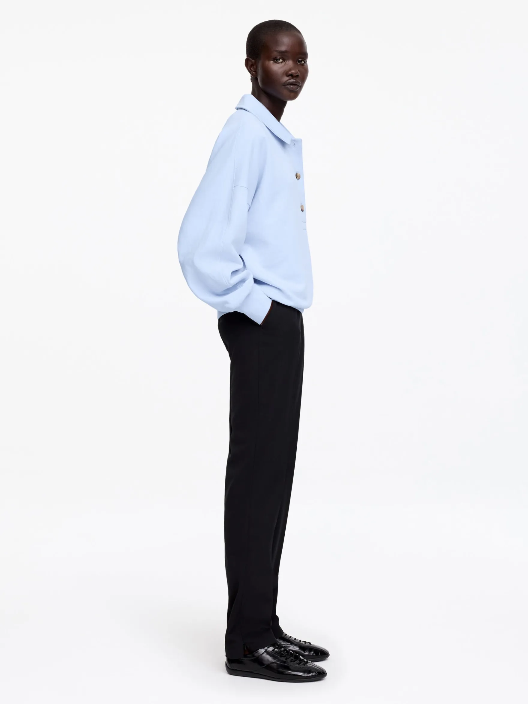 Sweatshirt aus French Terry mit Polokragen