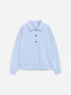 Sweatshirt aus French Terry mit Polokragen