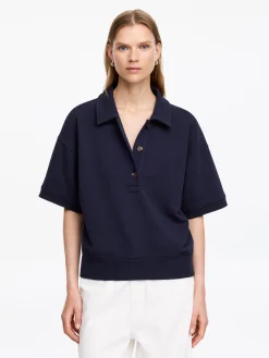 Sweatshirt aus French Terry mit Polokragen