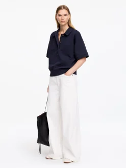 Sweatshirt aus French Terry mit Polokragen