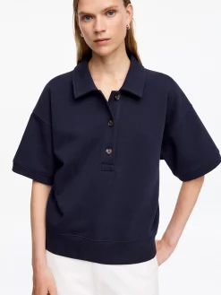Sweatshirt aus French Terry mit Polokragen