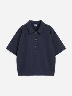Sweatshirt aus French Terry mit Polokragen