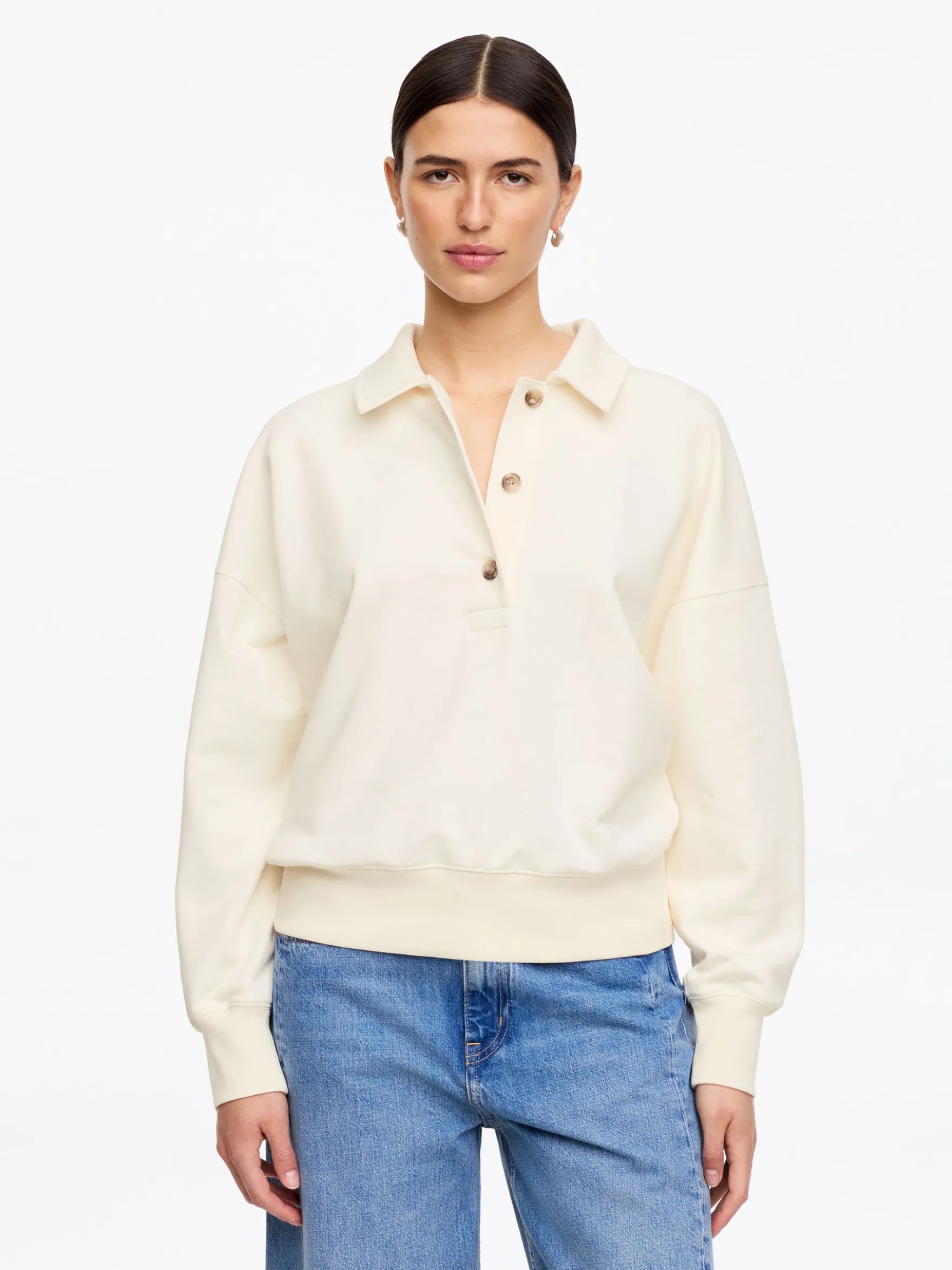 Sweatshirt aus French Terry mit Polokragen