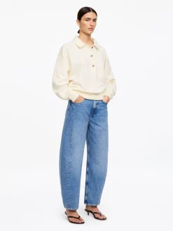 Sweatshirt aus French Terry mit Polokragen