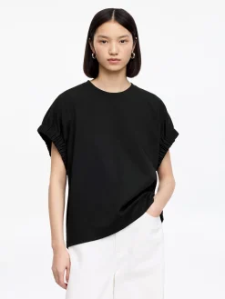 T-Shirt mit gerafften Ärmeln