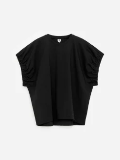 T-Shirt mit gerafften Ärmeln