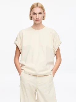 T-Shirt mit gerafften Ärmeln