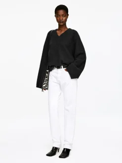 V-Pullover aus Alpakawolle und Wolle