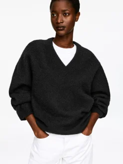 V-Pullover aus Alpakawolle und Wolle