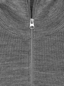 Woll- und Baumwollstrickjacke mit Reißverschluss