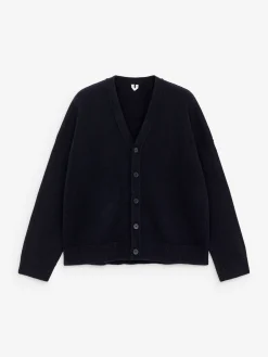 Wollstrickjacke mit V-Ausschnitt